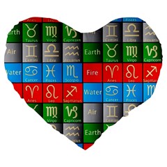 Astrology Signs Large 19  Premium Heart Shape Cushions by ArtworkByPatrick