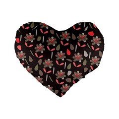 Zappwaits Flowers Standard 16  Premium Flano Heart Shape Cushions by zappwaits