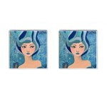 Blue Girl Cufflinks (Square) Front(Pair)