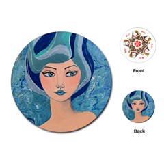 Blue Girl Playing Cards Single Design (round) by CKArtCreations