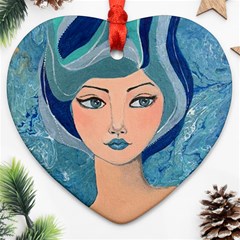 Blue Girl Heart Ornament (two Sides) by CKArtCreations