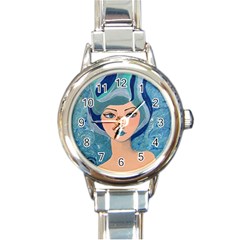 Blue Girl Round Italian Charm Watch by CKArtCreations