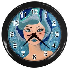 Blue Girl Wall Clock (black) by CKArtCreations