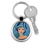 Blue Girl Key Chain (Round) Front