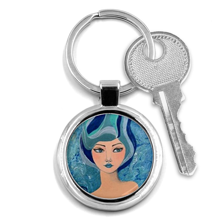 Blue Girl Key Chain (Round)