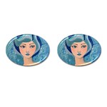 Blue Girl Cufflinks (Oval) Front(Pair)