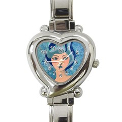 Blue Girl Heart Italian Charm Watch by CKArtCreations