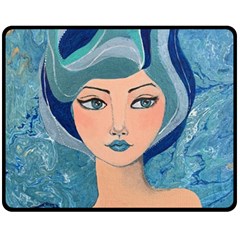 Blue Girl Fleece Blanket (medium)  by CKArtCreations