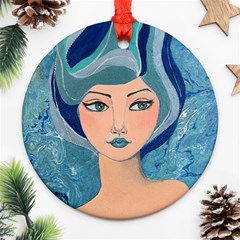 Blue Girl Round Ornament (two Sides) by CKArtCreations