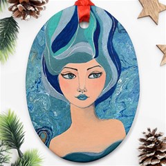 Blue Girl Oval Ornament (two Sides) by CKArtCreations