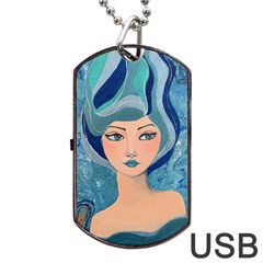 Blue Girl Dog Tag Usb Flash (two Sides) by CKArtCreations