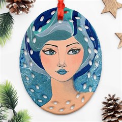 Blue Girl Ornament (oval Filigree) by CKArtCreations