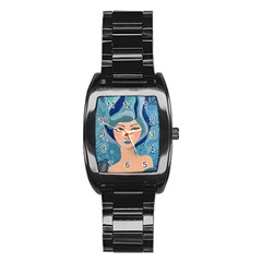 Blue Girl Stainless Steel Barrel Watch by CKArtCreations