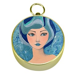 Blue Girl Gold Compasses by CKArtCreations