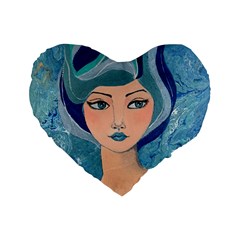 Blue Girl Standard 16  Premium Flano Heart Shape Cushions by CKArtCreations