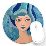 Blue Girl Round Mousepads Front