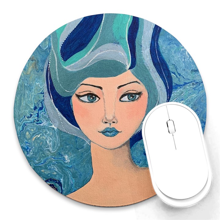 Blue Girl Round Mousepads