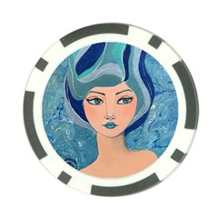 Blue Girl Poker Chip Card Guard by CKArtCreations