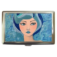 Blue Girl Cigarette Money Case by CKArtCreations