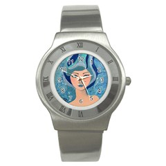 Blue Girl Stainless Steel Watch by CKArtCreations