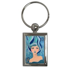 Blue Girl Key Chain (rectangle) by CKArtCreations