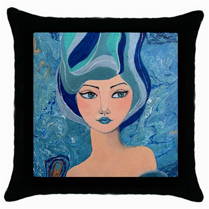 Blue Girl Throw Pillow Case (Black)