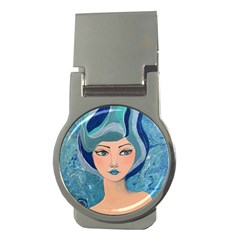 Blue Girl Money Clips (round)  by CKArtCreations