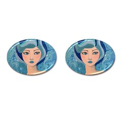 Blue Girl Cufflinks (oval) by CKArtCreations