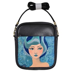 Blue Girl Girls Sling Bag by CKArtCreations