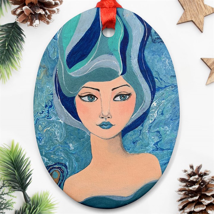 Blue Girl Oval Ornament (Two Sides)