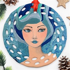 Blue Girl Ornament (round Filigree) by CKArtCreations