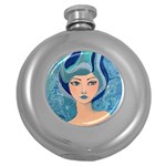 Blue Girl Round Hip Flask (5 oz) Front