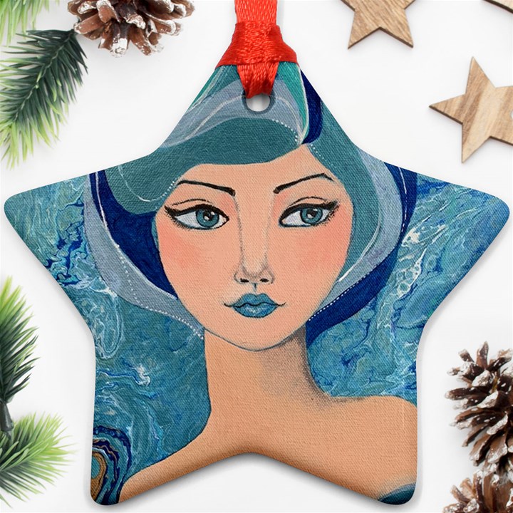 Blue Girl Star Ornament (Two Sides)