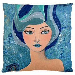 Blue Girl Large Cushion Case (two Sides) by CKArtCreations