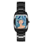 Blue Girl Stainless Steel Barrel Watch Front