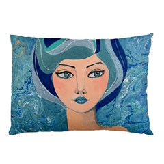 Blue Girl Pillow Case by CKArtCreations