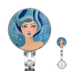 Blue Girl Stainless Steel Nurses Watch by CKArtCreations