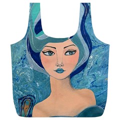 Blue Girl Full Print Recycle Bag (xl) by CKArtCreations