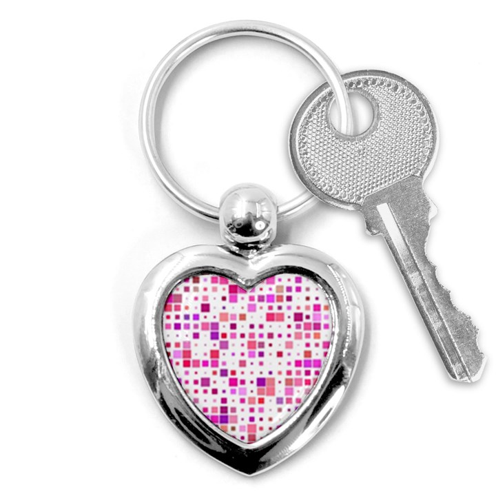 Background Square Pattern Colorful Key Chain (Heart)