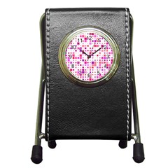 Background Square Pattern Colorful Pen Holder Desk Clock by Simbadda