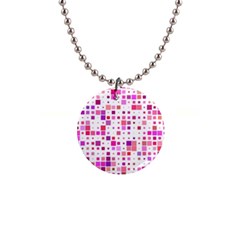 Background Square Pattern Colorful 1  Button Necklace by Simbadda