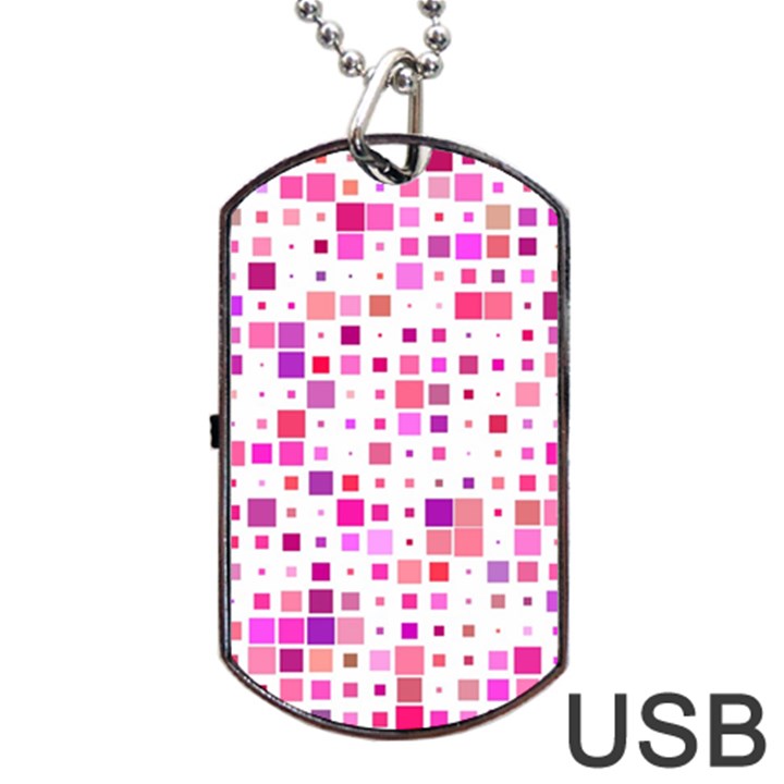 Background Square Pattern Colorful Dog Tag USB Flash (One Side)