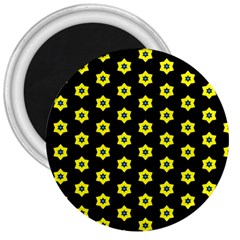 Pattern Yellow Stars Black Background 3  Magnets by Simbadda