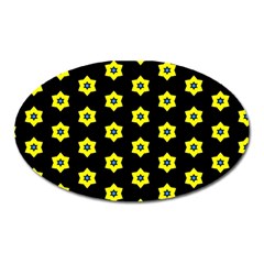 Pattern Yellow Stars Black Background Oval Magnet by Simbadda