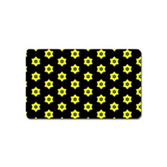 Pattern Yellow Stars Black Background Magnet (name Card) by Simbadda