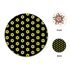 Pattern Yellow Stars Black Background Playing Cards Single Design (round) by Simbadda