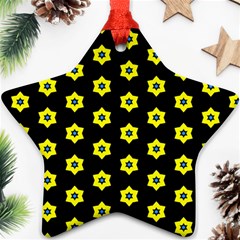 Pattern Yellow Stars Black Background Star Ornament (two Sides) by Simbadda