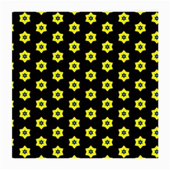 Pattern Yellow Stars Black Background Medium Glasses Cloth by Simbadda