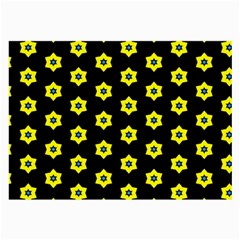 Pattern Yellow Stars Black Background Large Glasses Cloth by Simbadda