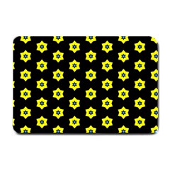 Pattern Yellow Stars Black Background Small Doormat  by Simbadda